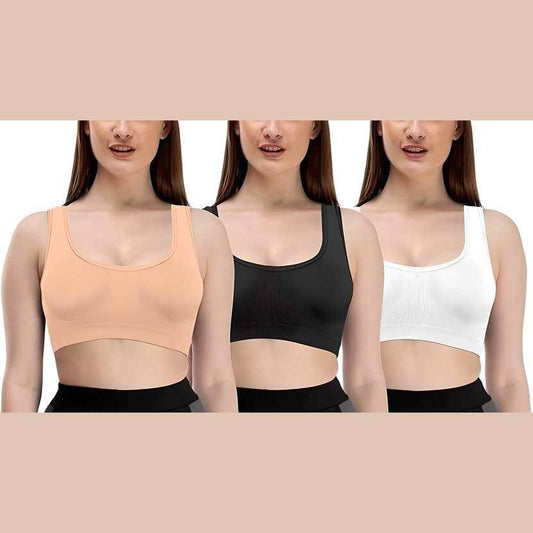 Women's Cotton Solid Non Padded Air Bra Pack of 3